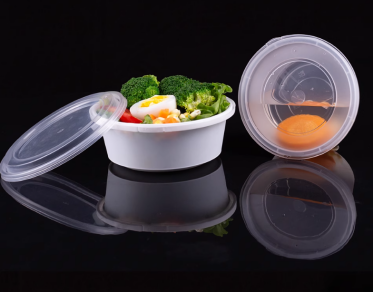 Upscale Frosted Round Take-out Containers - Microwaveable