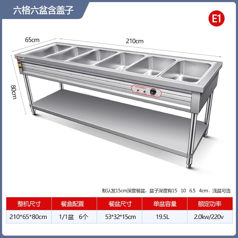 Commercial fast food insulated rice selling stainless steel desktop insulation plate electric heating insulated vegetable table tank canteen food trailer - CokMaster