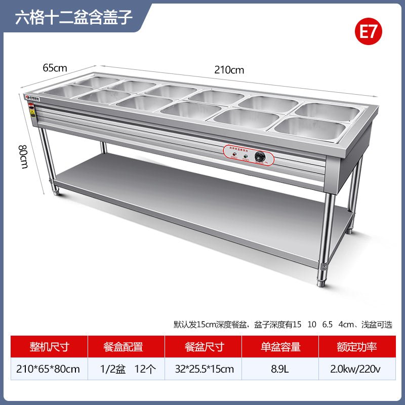 Commercial fast food insulated rice selling stainless steel desktop insulation plate electric heating insulated vegetable table tank canteen food trailer - CokMaster