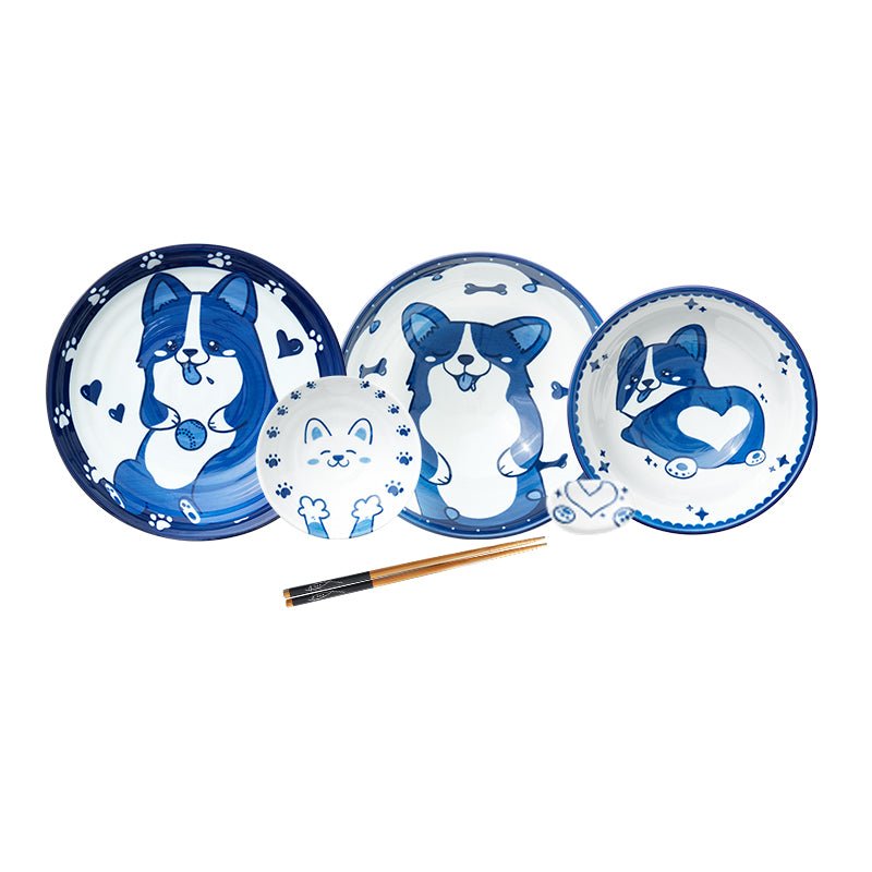 Corgi painted on buying a plate