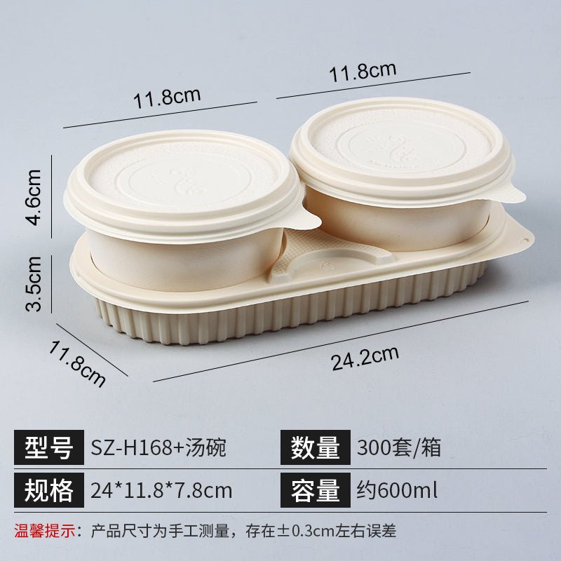 Corn starch to-go box environmentally friendly degradable double-layer package lunch box creative disposable takeaway lunch box - CokMaster