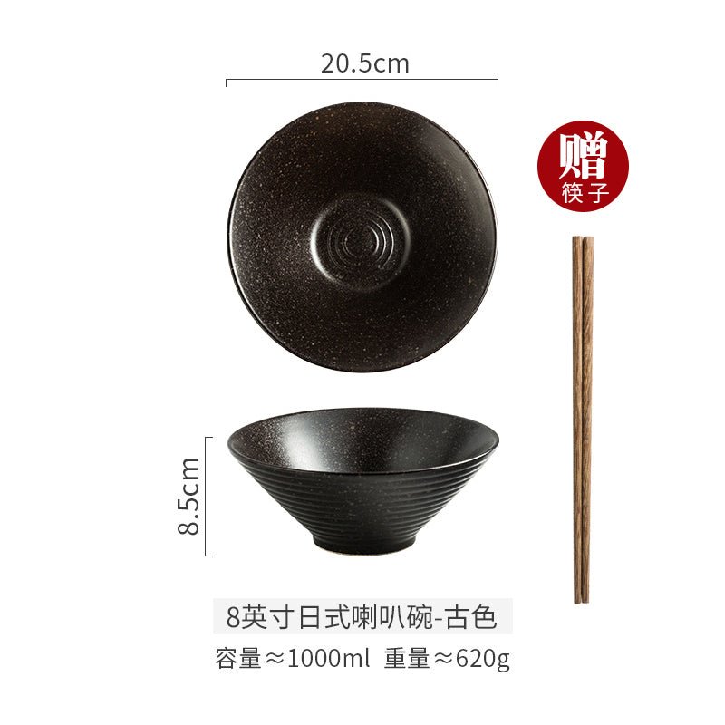 Creative Japanese style ramen bowl noodle bowl household ceramic bowl large noodle bowl instant noodle bowl rain-hat shaped bowl tableware - CokMaster