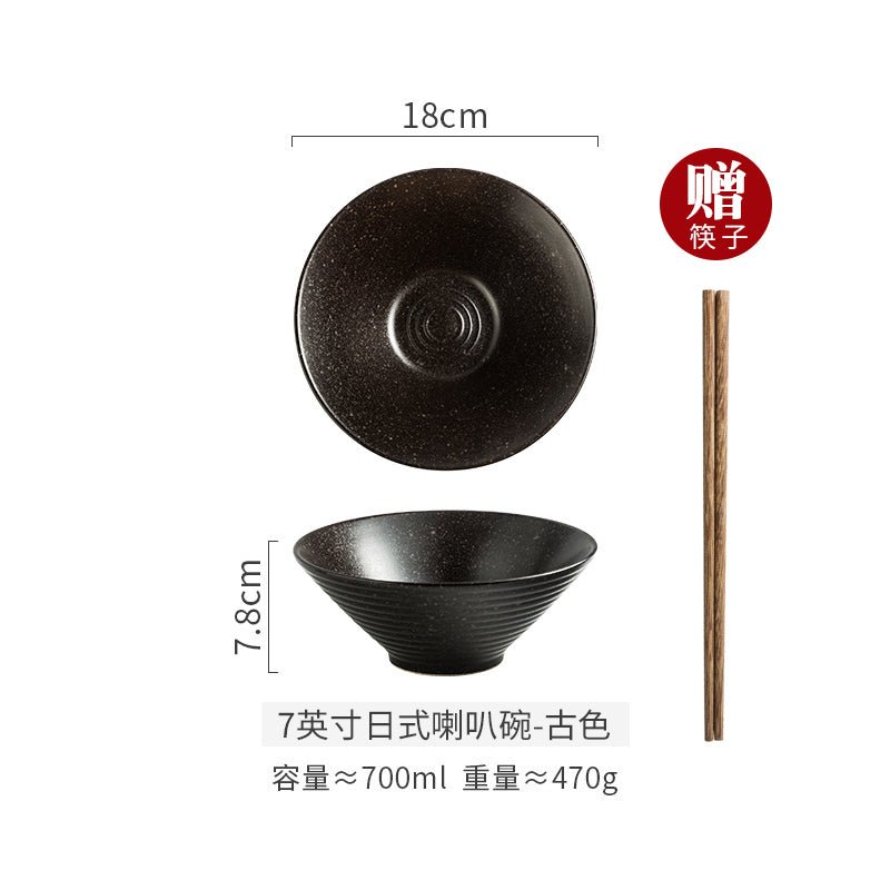 Creative Japanese style ramen bowl noodle bowl household ceramic bowl large noodle bowl instant noodle bowl rain-hat shaped bowl tableware - CokMaster