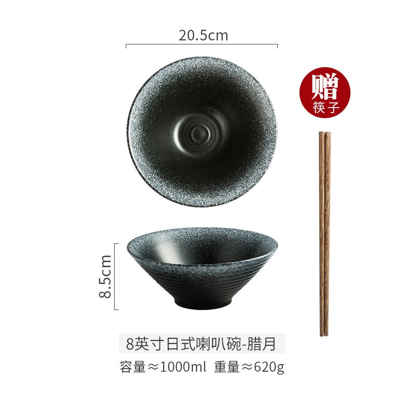 Creative Japanese style ramen bowl noodle bowl household ceramic bowl large noodle bowl instant noodle bowl rain-hat shaped bowl tableware - CokMaster