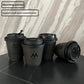 Disposable Coffee Cup Hot American Latte Milk Tea Drinks Hot Black Paper Cup With Lid Commercial Take Out Take Away Customization - CokMaster