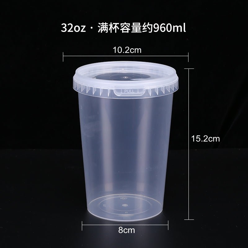 Disposable dessert soup bowl plastic thickened seal round to-go box porridge bucket takeaway lunch box with lid soup cups free shipping - CokMaster