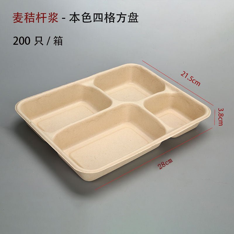 Rectangular Paper Food Container Paper Lunch Box Four Compartment