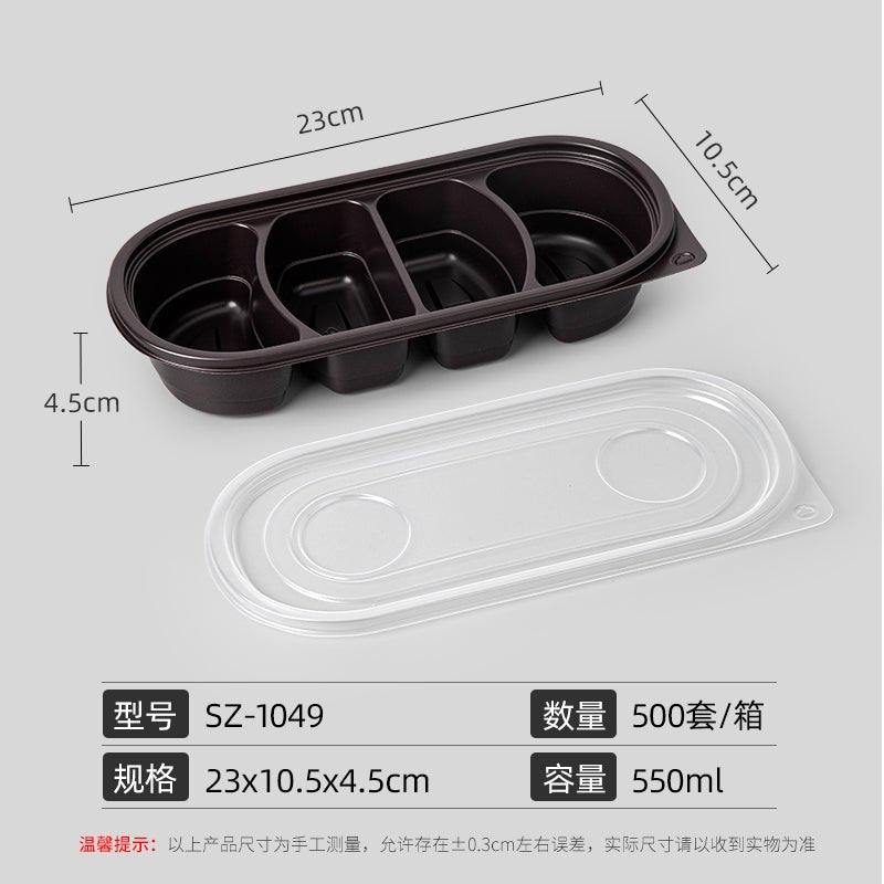 Disposable Lunch Box Japanese-style long to-go box three-grid rectangular takeaway sushi lunch box double-grid lunch box - CokMaster