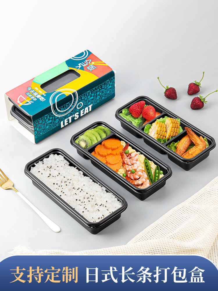 Disposable Lunch Box Japanese-style long to-go box three-grid rectangular takeaway sushi lunch box double-grid lunch box - CokMaster