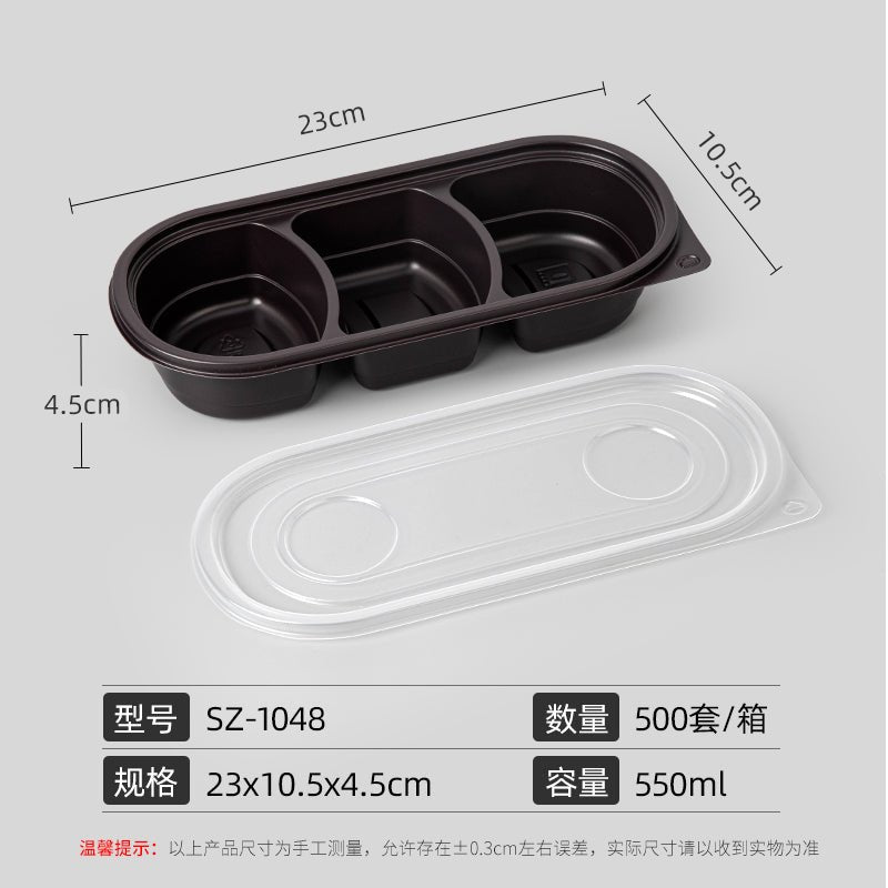 Disposable Lunch Box Japanese-style long to-go box three-grid rectangular takeaway sushi lunch box double-grid lunch box - CokMaster