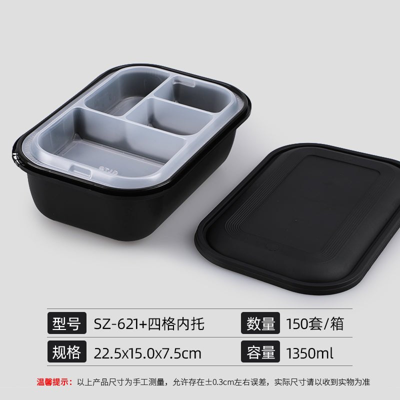 Disposable lunch box with lid rectangular high-end takeaway packing box plastic American fast food lunch box microwave - CokMaster