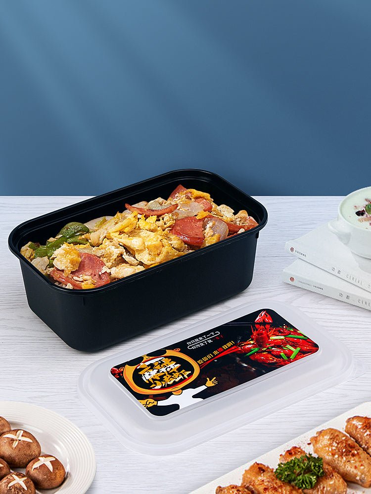 Disposable lunch box with lid rectangular high-end takeaway packing box plastic American fast food lunch box microwave - CokMaster