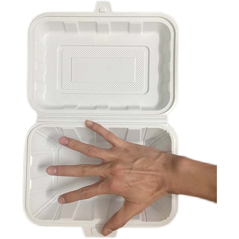 Disposable white lunch box single grid one-piece cover large roast meat barbecue Oyster Box fried rice fast food takeaway packing box - CokMaster