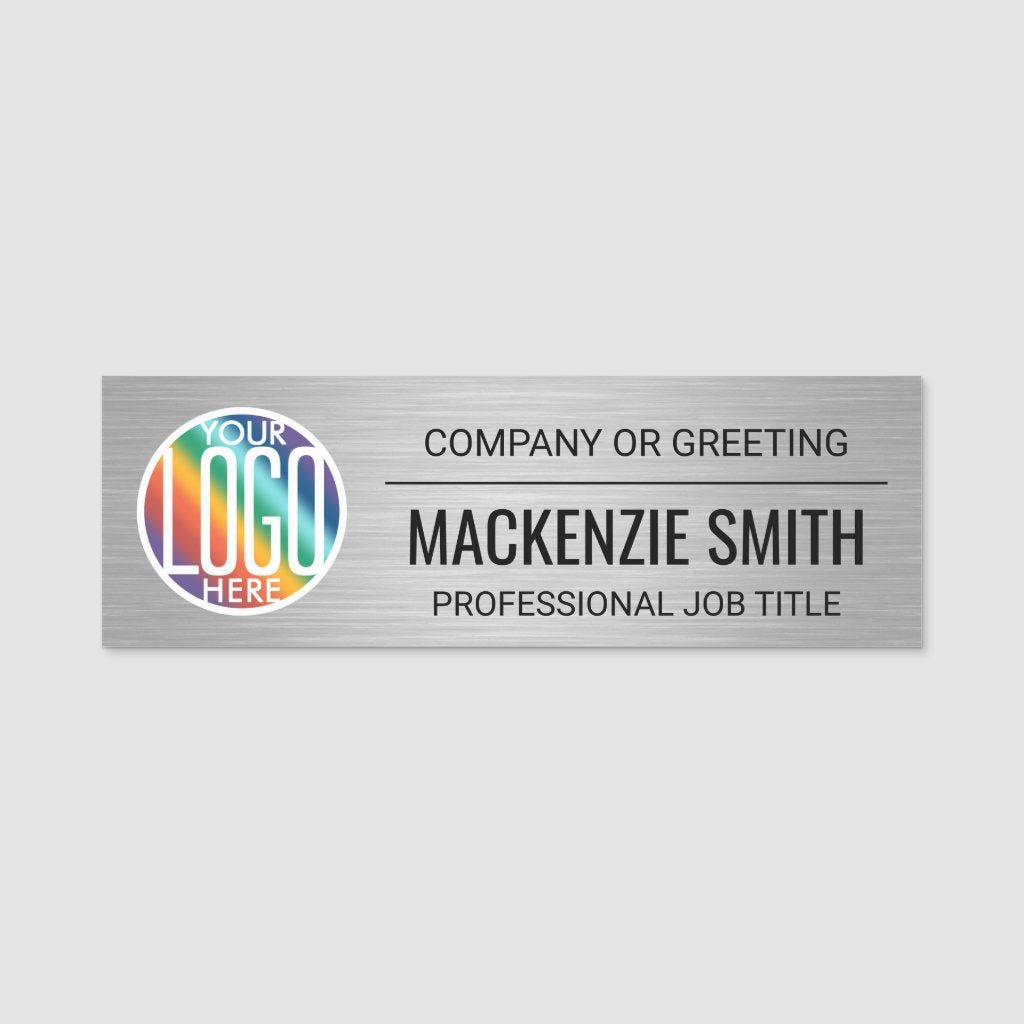 DIY Brushed Gray Faux Metallic Employee Name Tag - CokMaster