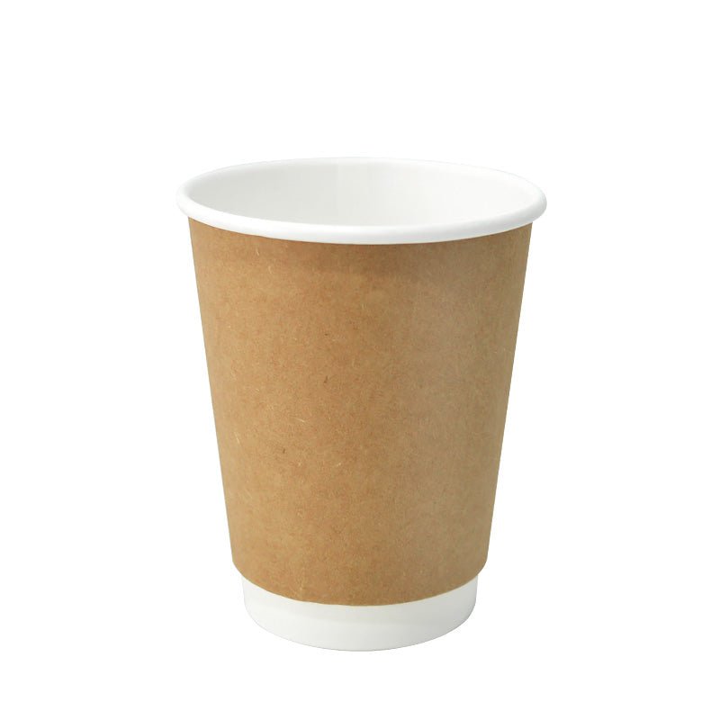 European and American high-end quality double-layer cowhide coffee cup milk tea heat insulation anti-scald take out take away office paper cups 100 pcs - CokMaster