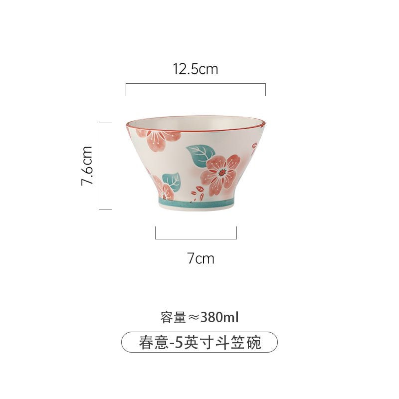 Four Seasons tableware ceramic Noddle bowl bamboo hat horn dessert household soup bowl is particularly beautiful to eat noodle bowl - CokMaster