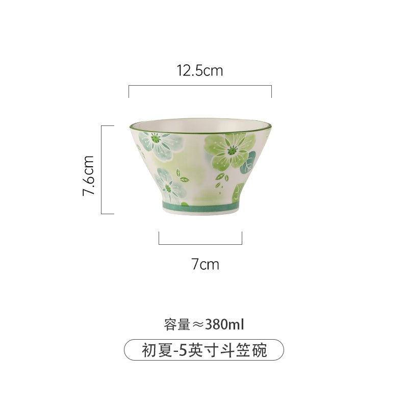 Four Seasons tableware ceramic Noddle bowl bamboo hat horn dessert household soup bowl is particularly beautiful to eat noodle bowl - CokMaster