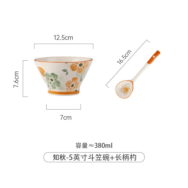 Four Seasons tableware ceramic Noddle bowl bamboo hat horn dessert household soup bowl is particularly beautiful to eat noodle bowl - CokMaster