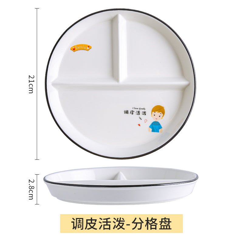 Grid 211 fat reduction plate household breakfast separation tableware children's ceramic weight loss quantitative plate three grid food dispatch disk - CokMaster