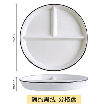 Grid 211 fat reduction plate household breakfast separation tableware children's ceramic weight loss quantitative plate three grid food dispatch disk - CokMaster