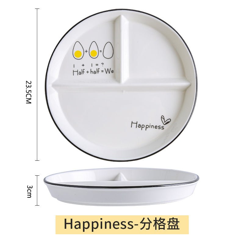 Grid 211 fat reduction plate household breakfast separation tableware children's ceramic weight loss quantitative plate three grid food dispatch disk - CokMaster