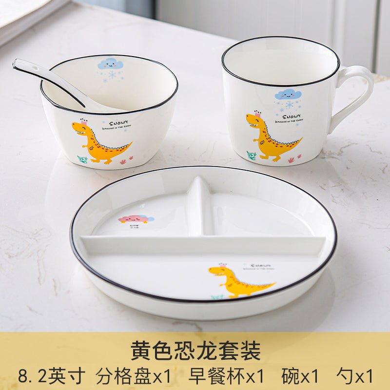 Grid 211 fat reduction plate household breakfast separation tableware children's ceramic weight loss quantitative plate three grid food dispatch disk - CokMaster