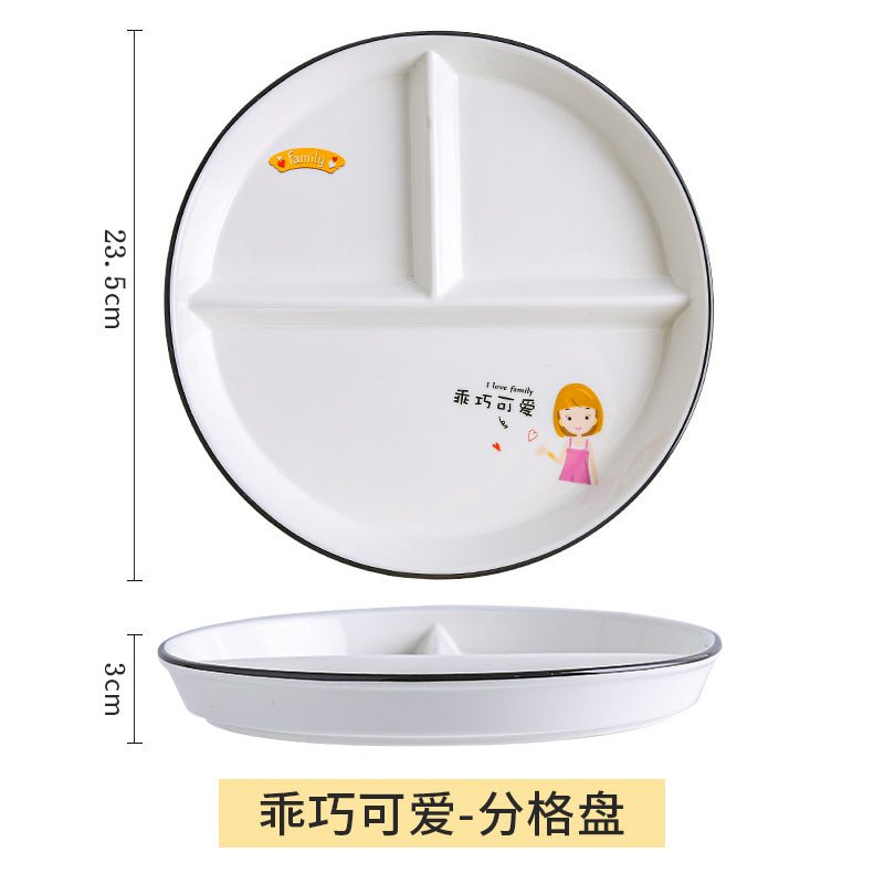 Grid 211 fat reduction plate household breakfast separation tableware children's ceramic weight loss quantitative plate three grid food dispatch disk - CokMaster