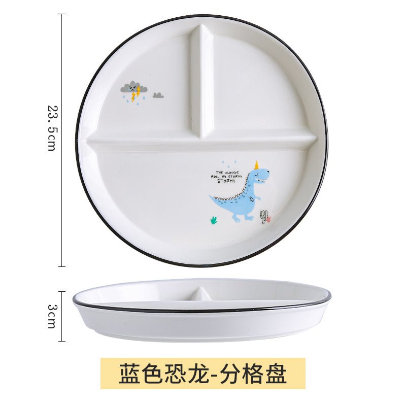 Grid 211 fat reduction plate household breakfast separation tableware children's ceramic weight loss quantitative plate three grid food dispatch disk - CokMaster