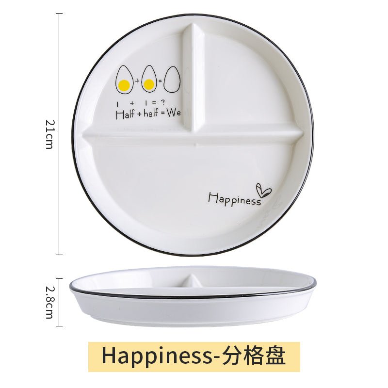 Grid 211 fat reduction plate household breakfast separation tableware children's ceramic weight loss quantitative plate three grid food dispatch disk - CokMaster