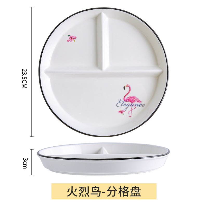 Grid 211 fat reduction plate household breakfast separation tableware children's ceramic weight loss quantitative plate three grid food dispatch disk - CokMaster