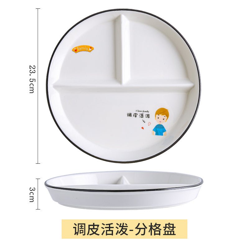 Grid 211 fat reduction plate household breakfast separation tableware children's ceramic weight loss quantitative plate three grid food dispatch disk - CokMaster