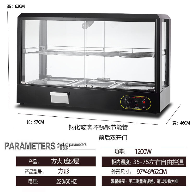 Heated display cabinet commercial heating thermostat food display cabinet small desktop egg tart chestnut bread drink deli cabinet - CokMaster