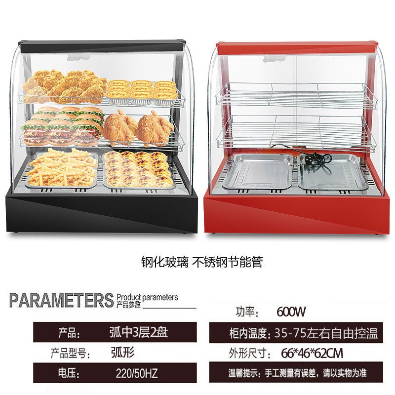 Heated display cabinet commercial heating thermostat food display cabinet small desktop egg tart chestnut bread drink deli cabinet - CokMaster