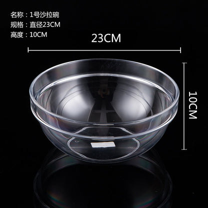 High-end restaurant transparent salad bowl plastic drop-resistant round tea bowl acrylic rubber cup vegetable bowl PC hand wash bowl - CokMaster