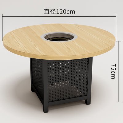 Hot pot table commercial deck sofa solid wood barbecue fast food restaurant hamburger dining restaurant barbecue shop table and chair combination - CokMaster