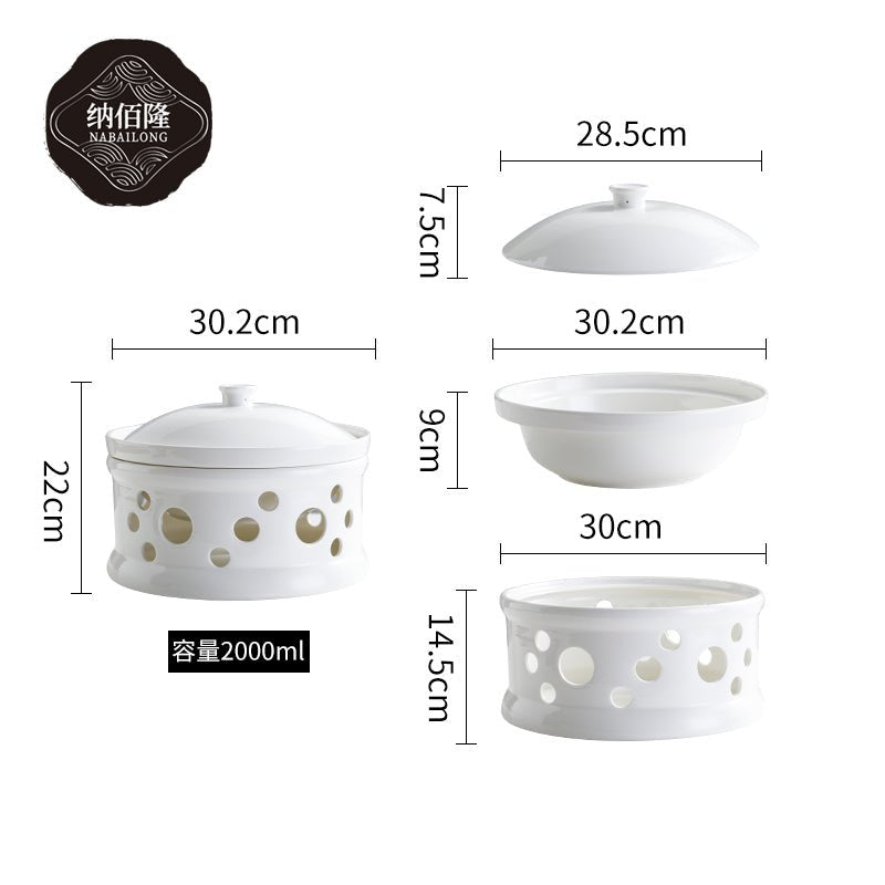 Hotel tableware hot pot candle alcohol insulation heating fish dish round plum blossom stove ceramic hot dishes plate household open stove - CokMaster