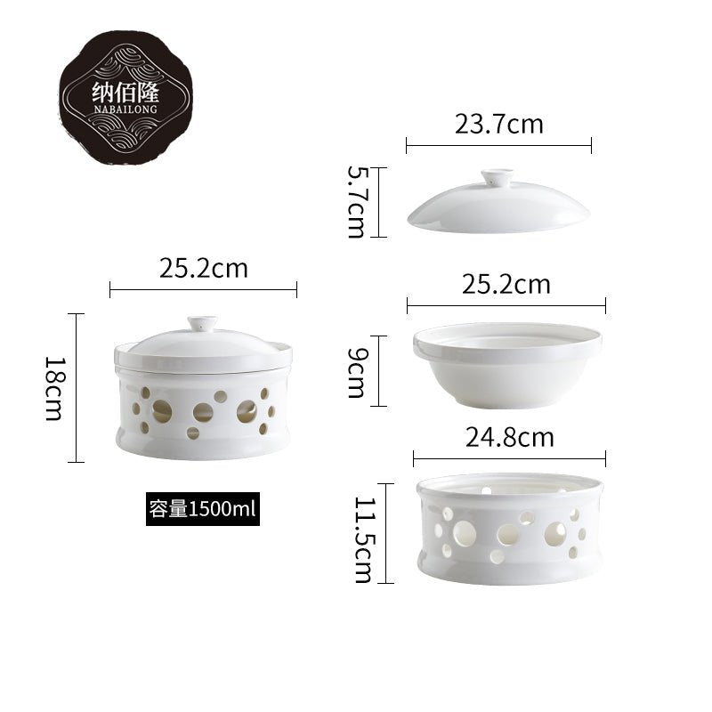 Hotel tableware hot pot candle alcohol insulation heating fish dish round plum blossom stove ceramic hot dishes plate household open stove - CokMaster