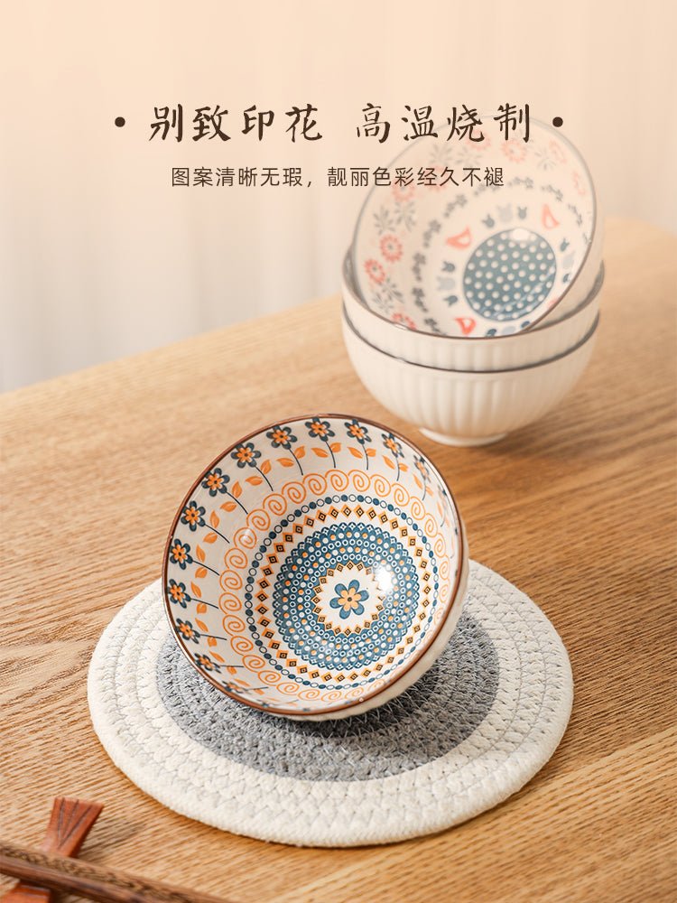 Japanese style tableware ceramic rice bowl household 2023 New especially beautiful rice bowl good-looking bowl and dish set - CokMaster