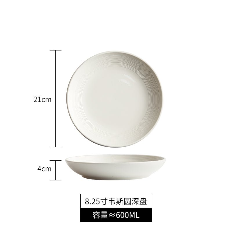 New plate bowl household Japanese dish ceramic soup plate high-grade deep plates tableware salad dish plate - CokMaster