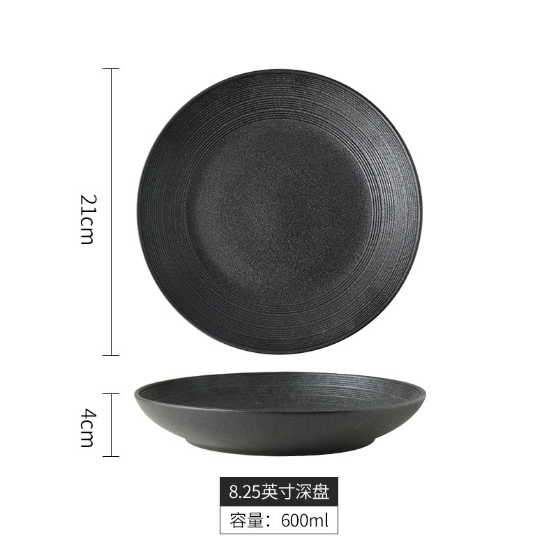 New plate bowl household Japanese dish ceramic soup plate high-grade deep plates tableware salad dish plate - CokMaster