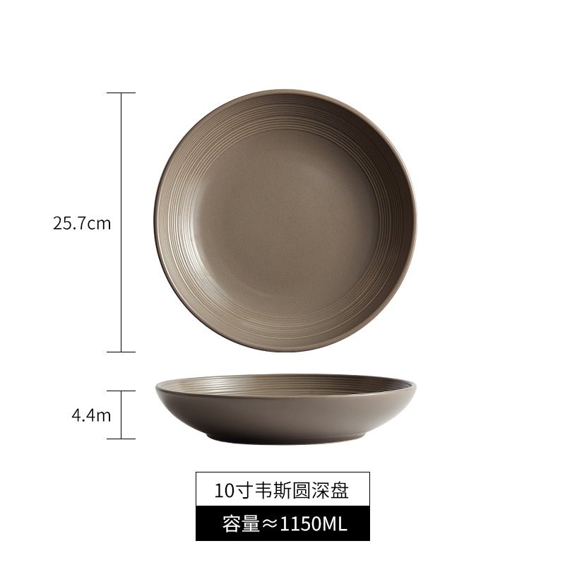 New plate bowl household Japanese dish ceramic soup plate high-grade deep plates tableware salad dish plate - CokMaster