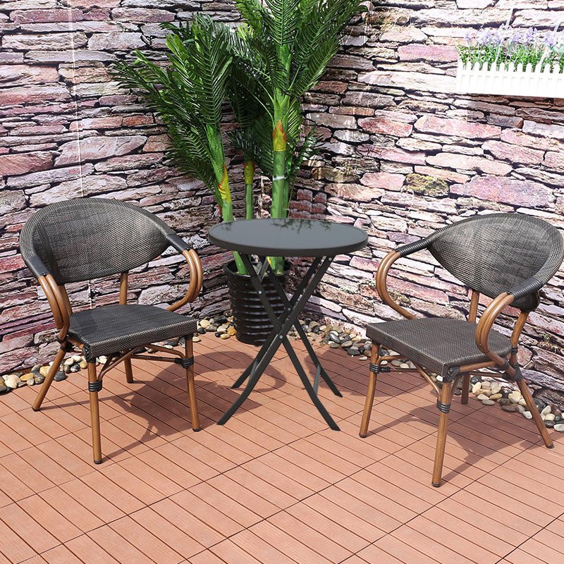 Outdoor chair courtyard balcony commercial stall coffee restaurant dessert milk tea shop simple leisure aluminum alloy rattan chair - CokMaster