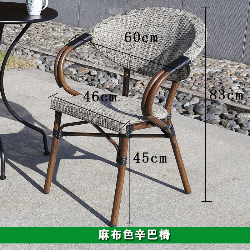 Outdoor chair courtyard balcony commercial stall coffee restaurant dessert milk tea shop simple leisure aluminum alloy rattan chair - CokMaster