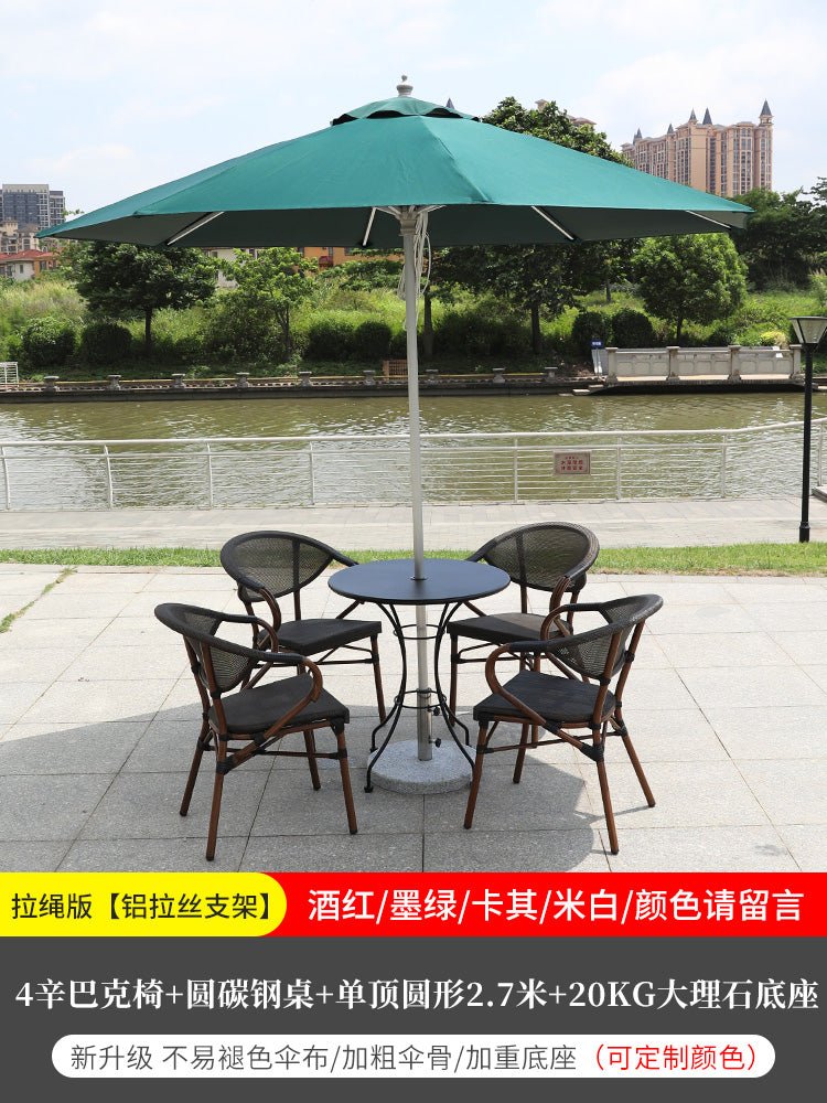 Outdoor chair courtyard balcony commercial stall coffee restaurant dessert milk tea shop simple leisure aluminum alloy rattan chair - CokMaster