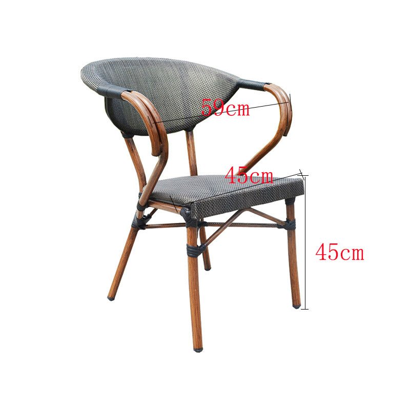 Outdoor chair courtyard balcony commercial stall coffee restaurant dessert milk tea shop simple leisure aluminum alloy rattan chair - CokMaster