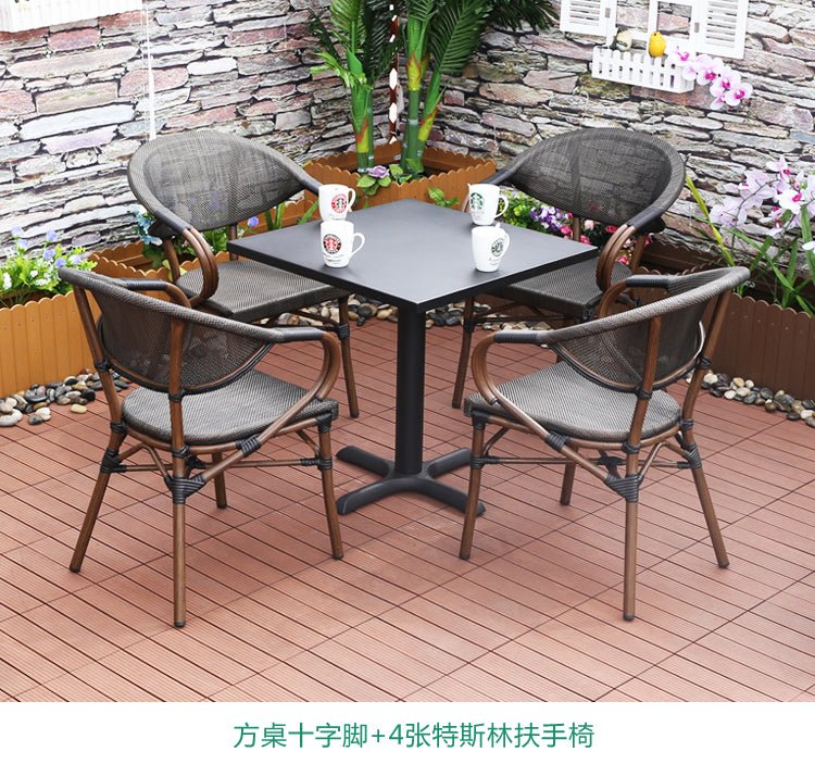 Outdoor chair courtyard balcony commercial stall coffee restaurant dessert milk tea shop simple leisure aluminum alloy rattan chair - CokMaster