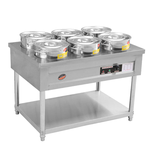 Stainless steel commercial insulated porridge car soup bucket car insulation plate rice selling stage porridge table porridge pot soup stove make porridge food trailer - CokMaster