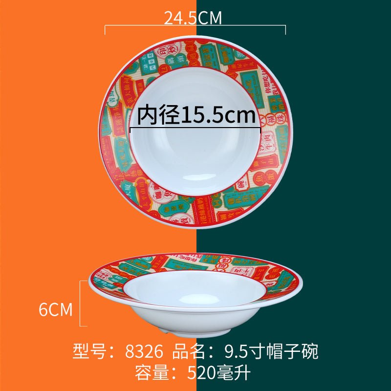 Tea Ice Hall Hong Kong style tea restaurant tableware customized melamine national fashion tableware Hong Kong style meal over rice bowls and plates Snack Bowl - CokMaster